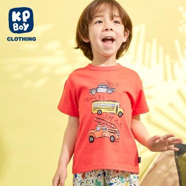 工程車輛印花短袖T恤