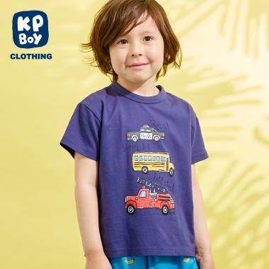 工程車輛印花短袖T恤