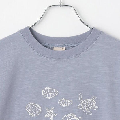 【接觸冷感】海洋刺繡短袖T恤（青少年款）