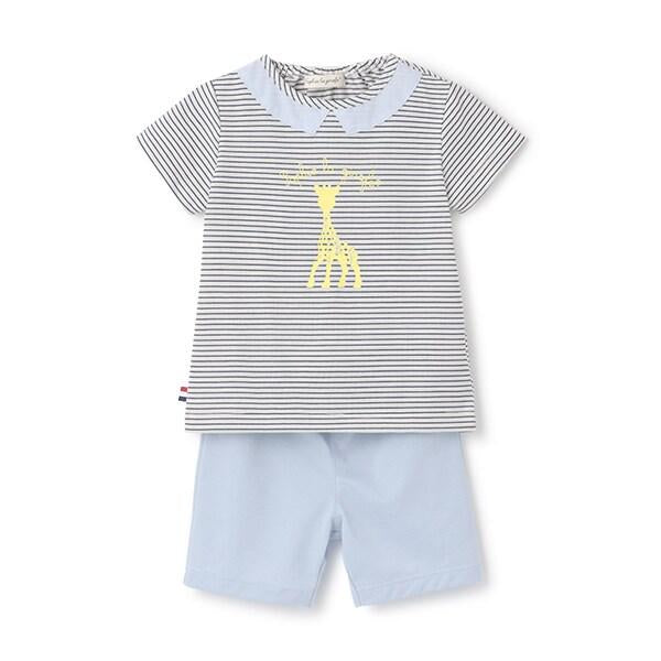 印花條紋短袖套裝