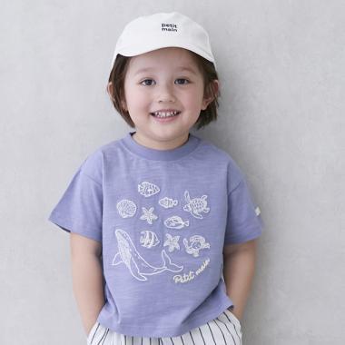 【接觸冷感】海洋刺繡短袖T恤（兒童尺碼）