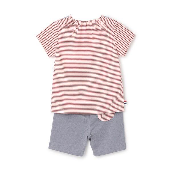 印花條紋短袖套裝