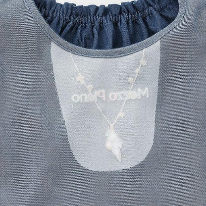 項鍊刺繡 2way牛仔連衣裙