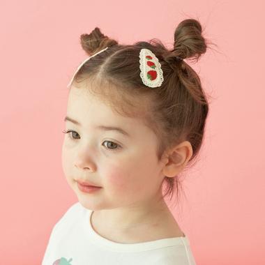 水果刺繡髮夾2件套