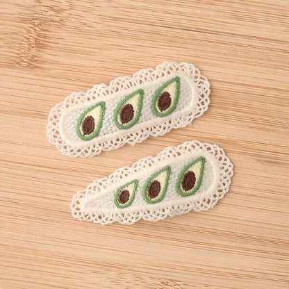 水果刺繡髮夾2件套