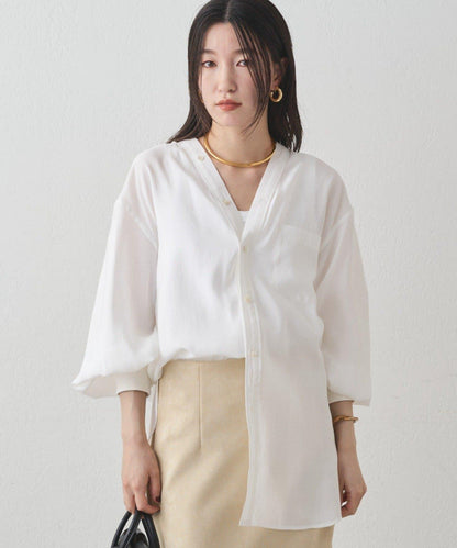 袖口收口V領襯衫