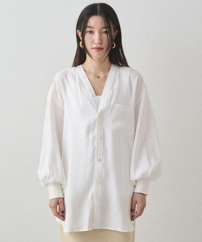 袖口收口V領襯衫