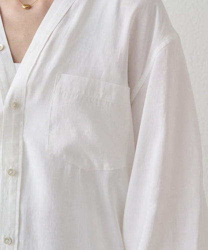 袖口收口V領襯衫