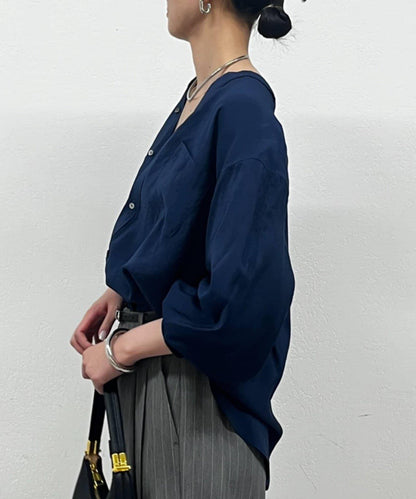 袖口收口V領襯衫