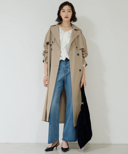 中高腰中筋喇叭牛仔褲