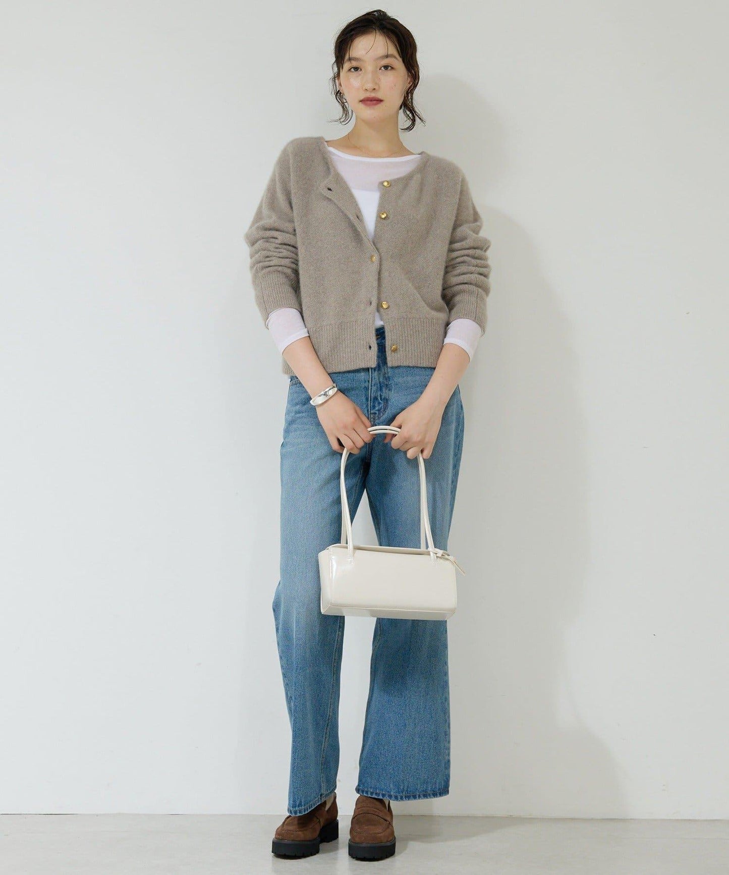 中高腰中筋喇叭牛仔褲