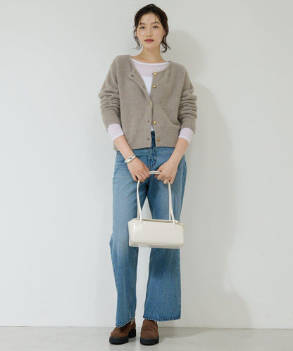 中高腰中筋喇叭牛仔褲