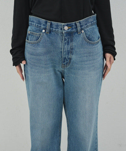 中高腰中筋喇叭牛仔褲