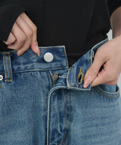 中高腰中筋喇叭牛仔褲