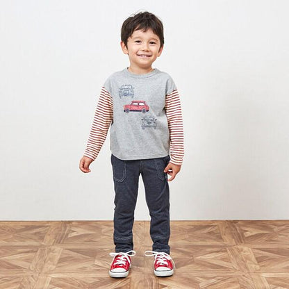 KPBOY 牛仔風針織斜紋長褲(90～150)