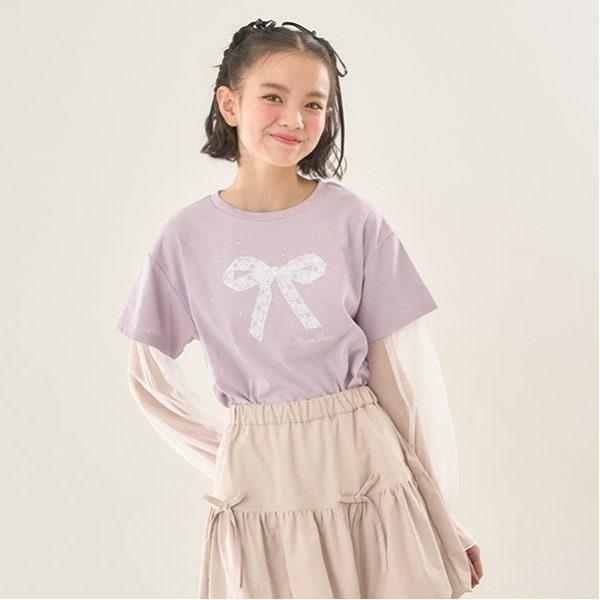 袖部網紗拼接T恤