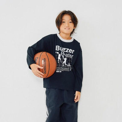 運動員印花寬鬆長袖T恤