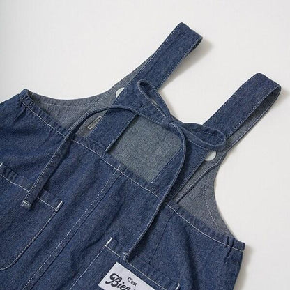【柔軟牛仔】愛心刺繡揹帶裙