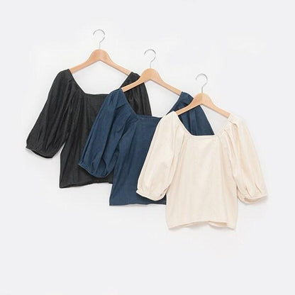 【LADIES】泡泡袖牛仔長款上衣