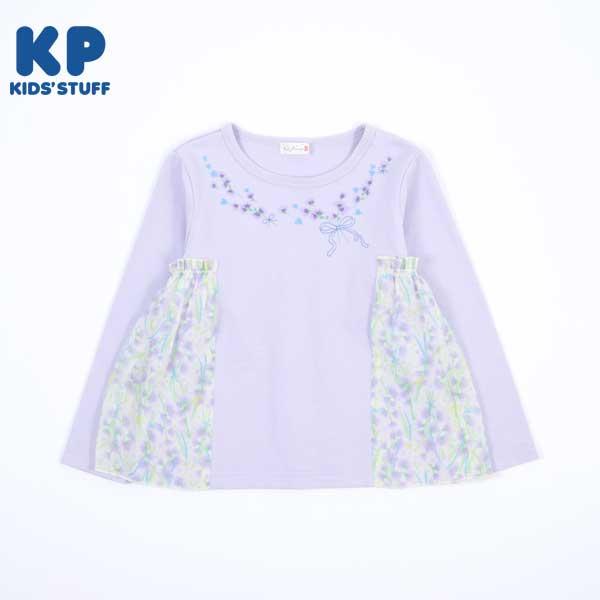 甜豌豆花紋雪紡拼接T恤（100～130）