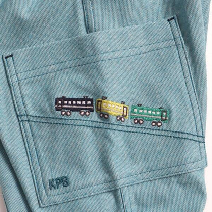 電車刺繡條紋七分褲（80～90）