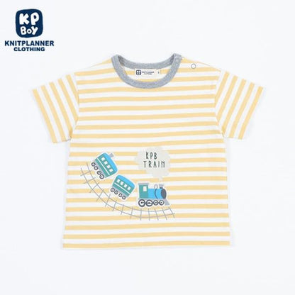 汽車印花貼布條紋T恤（80～90）