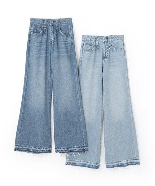 牛仔褲腳加工寬鬆長褲【韓國時尚】