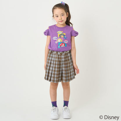 防汙防潑水《迪士尼》公主蝴蝶結袖一字肩T恤