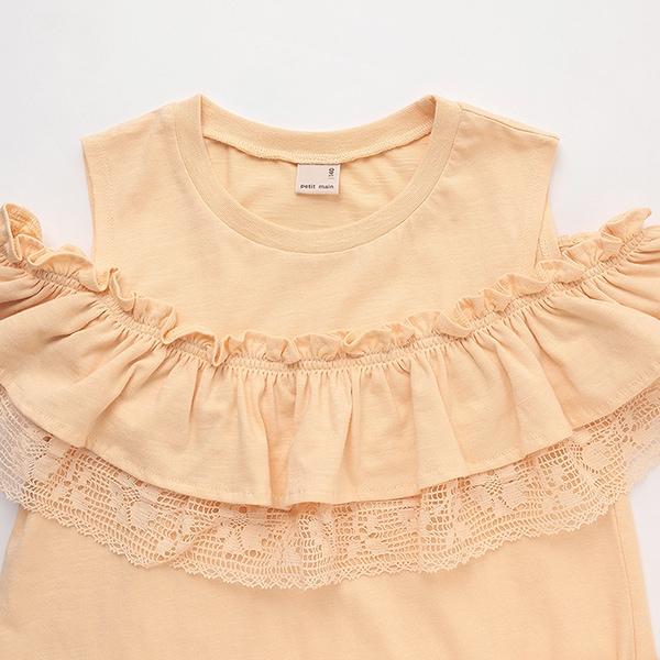 【接觸冷感/リンク】一字肩蕾絲T恤（青少年款）