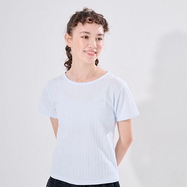 【AMI】鏤空花邊T恤