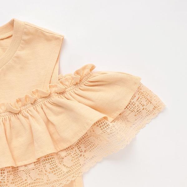 【接觸冷感/リンク】一字肩蕾絲T恤（青少年款）