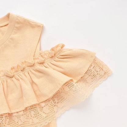 【接觸冷感/リンク】一字肩蕾絲T恤（青少年款）