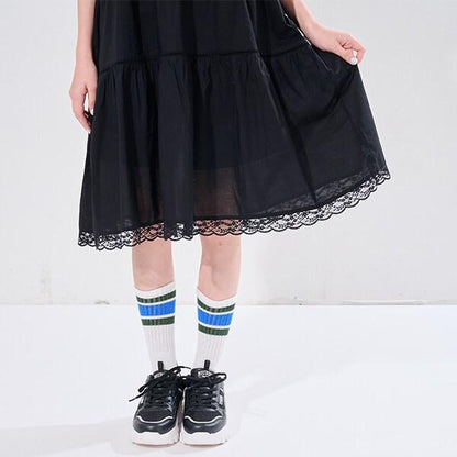 【AMI】棉質蕾絲吊帶連衣裙×T恤套裝
