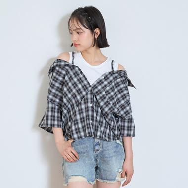 2WAY格紋襯衫套裝