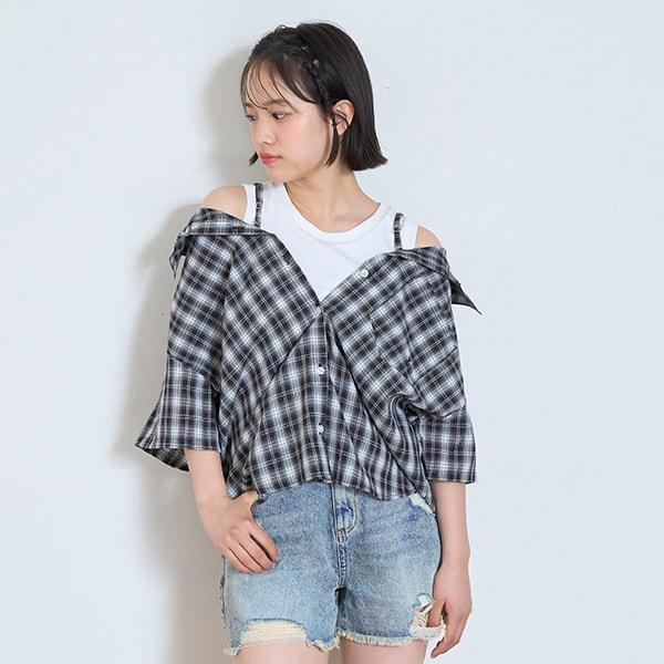 2WAY格紋襯衫套裝