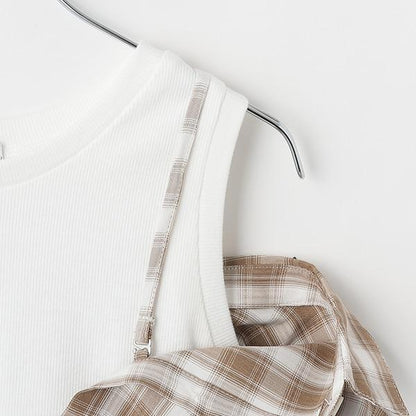 2WAY格紋襯衫套裝