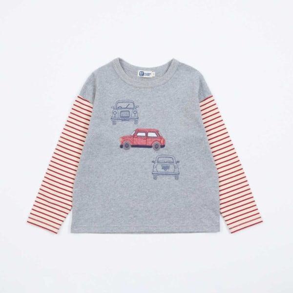 KPBOY 汽車圖案袖子條紋長袖T恤（80～140）