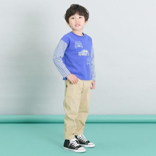 KPBOY 汽車圖案袖子條紋長袖T恤（80～140）