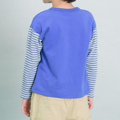 KPBOY 汽車圖案袖子條紋長袖T恤（80～140）