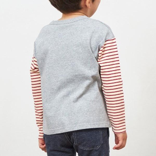 KPBOY 汽車圖案袖子條紋長袖T恤（80～140）