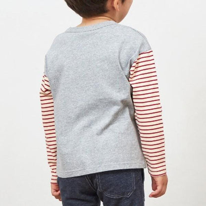 KPBOY 汽車圖案袖子條紋長袖T恤（80～140）