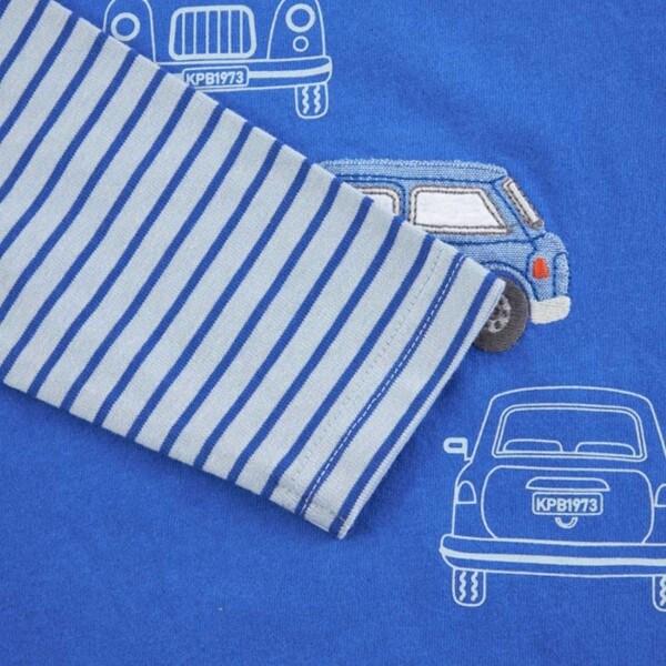 KPBOY 汽車圖案袖子條紋長袖T恤（80～140）
