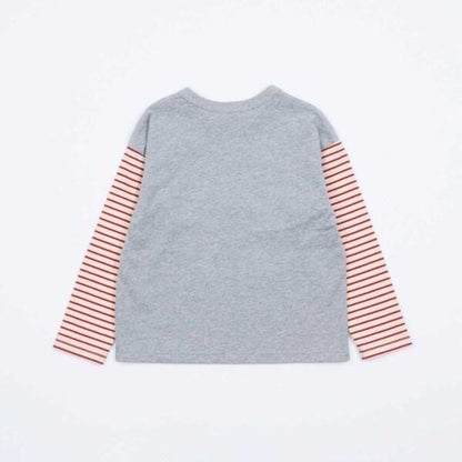 KPBOY 汽車圖案袖子條紋長袖T恤（80～140）