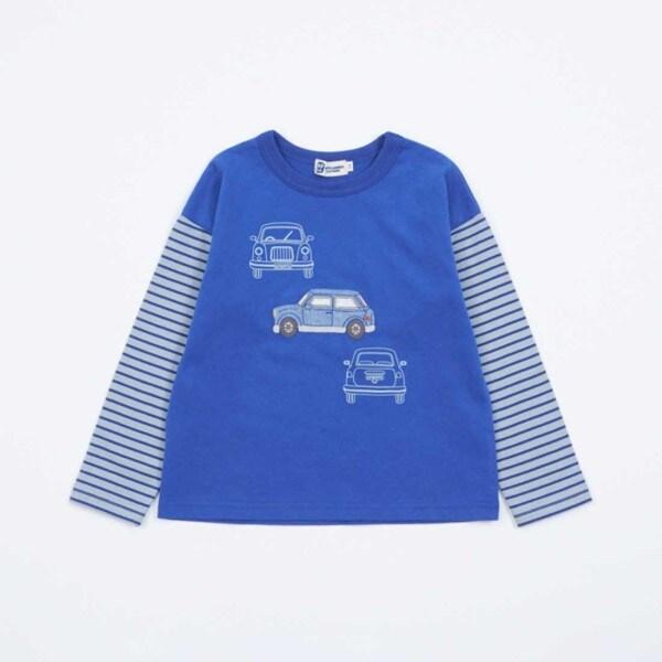 KPBOY 汽車圖案袖子條紋長袖T恤（80～140）