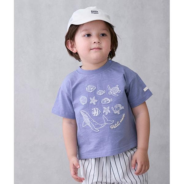 【接觸冷感】海洋刺繡短袖T恤（兒童尺碼）