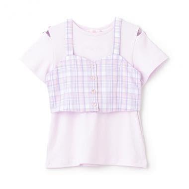 格紋吊帶背心&短袖T恤套裝