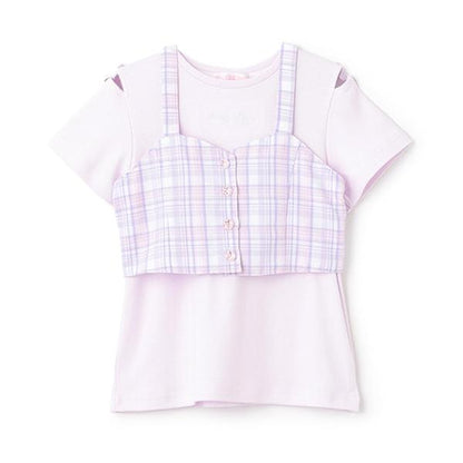 格紋吊帶背心&短袖T恤套裝