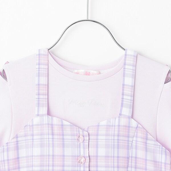 格紋吊帶背心&短袖T恤套裝