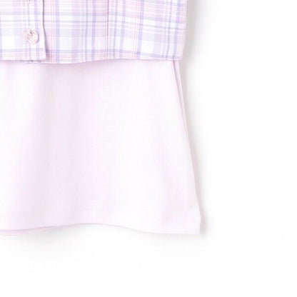 格紋吊帶背心&短袖T恤套裝