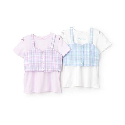 格紋吊帶背心&短袖T恤套裝